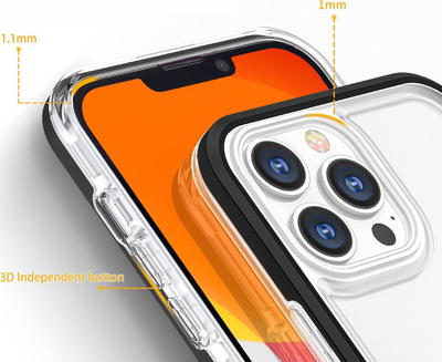 Kapak telefoni Hurtel Clear 3n1 për iPhone 14, silikon, i tejdukshëm, me kornizë blu