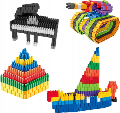 Kllapa ndërtimi Askato Building Blocks for Little Geniuses, 498 elemente, shumëngjyrëshe