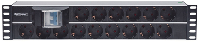 Prizë rack Intellinet 19" 2U, 15x Schuko, 3m, e zezë