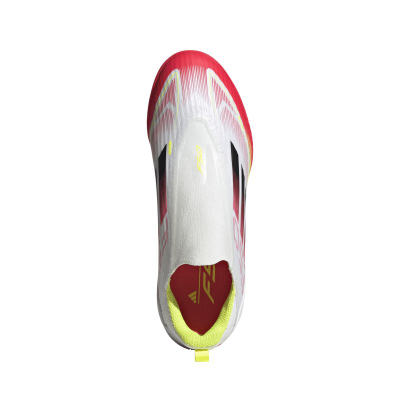Këpucë futbolli për bar sintetik Adidas F50 League Laceless Junior, pa lidhëse, të bardha