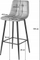 Set tabure kadife me shpinore Black Stool, për ishull kuzhine, gri argjendtë, këmbë të zeza, 2 copë