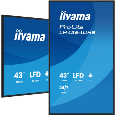 Monitor profesionist Iiyama LH4364UHS B1AG, 43\", 4K UHD, 500 cd/m², i zi
