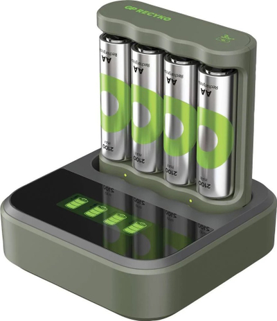 Karikues baterish GP ReCyko B441, 4x AA AAA NiMH, USB, jeshil
