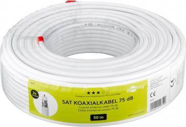 Kabllo koaksial antene Goobay Quattro, 75 dB, 50 m, e bardhë