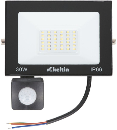 Reflektor LED Keltin me sensor lëvizjeje, 30W, 6500K, IP66, i zi
