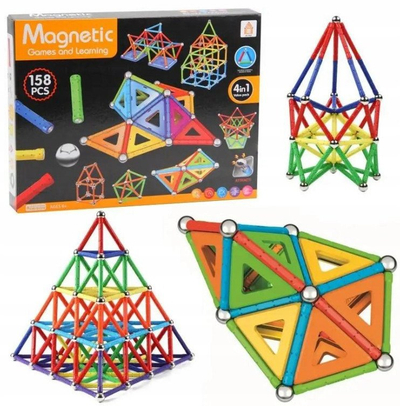 Магнетна конструктивна играчка Trifox Magnetic Blocks, 158 парчиња, повеќебојна