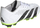 Këpucë futbolli për kalamaj Adidas Predator Accuracy.4 FxG J, taban FxG, për bar natyral, të bardha me detaje të zeza dhe jeshile neon