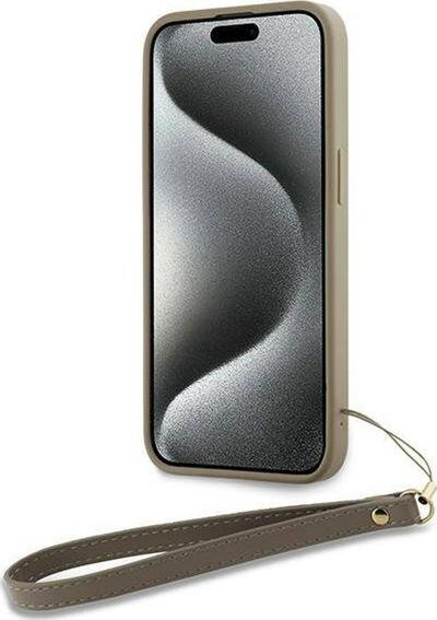 Mbrojtëse telefoni DKNY DKHCP15XPBSWSE, për iPhone 15 Pro Max 6.7", me rrip kyçi, bezhë