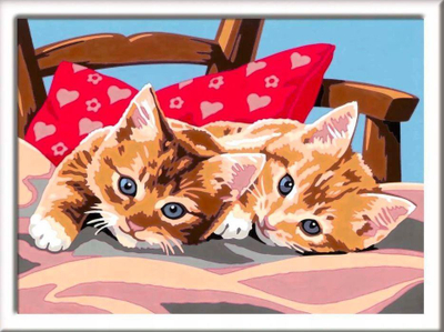 Set pikturimi me numra Ravensburger CreArt Two Cuddly Cats, për kalamaj 9+, shumëngjyrësh