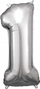 Balonë folje Amscan Super Shape, numri 1, 33 x 86 cm, argjendtë