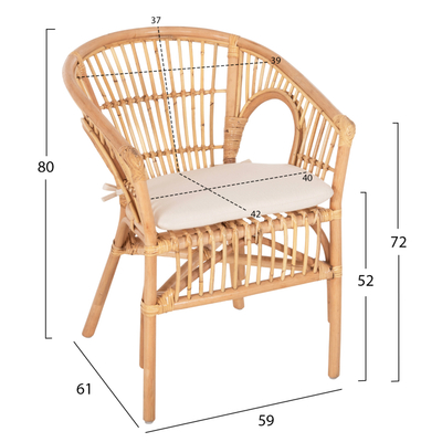 Kolltuk Dampar 59x61x80Hcm (HM9929.04), bardhë