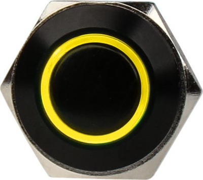 Buton LED DimasTech PD030, 16mm, metalik, i verdhë