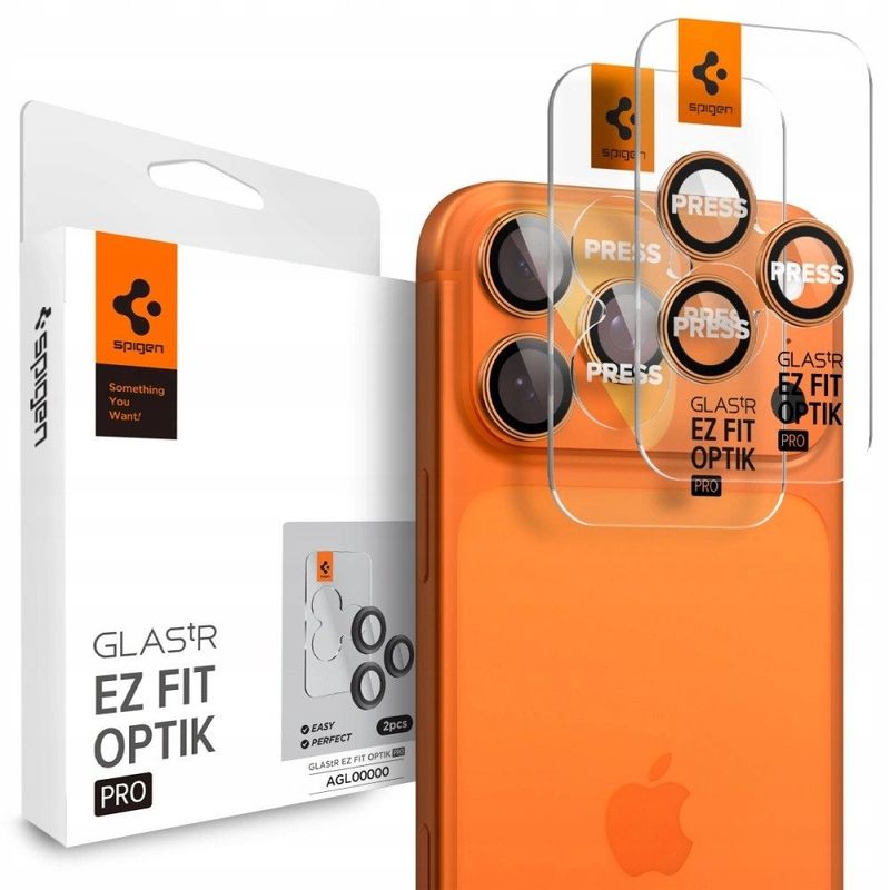 Mbrojtës xhami kamere Spigen Glass TR EZ Fit Optik Pro, 2 copë, për iPhone 17 Pro Max 16 Pro Max 17 Pro 16 Pro, transparent