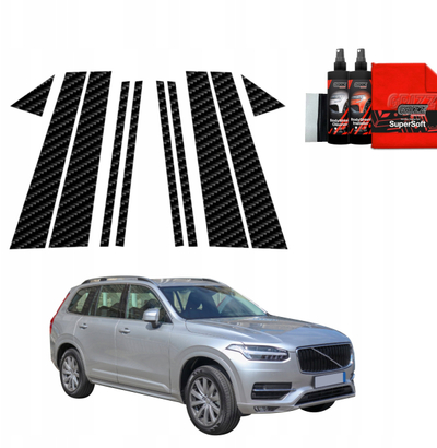 Заштитна фолија за столбови GrizzGlass BodyShield, за Volvo XC90 2014-2024, сет 10 парчиња, црн карбон