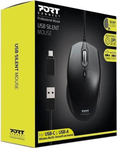 Maush Port Designs 900711, me kabllo, 3200 DPI, i zi