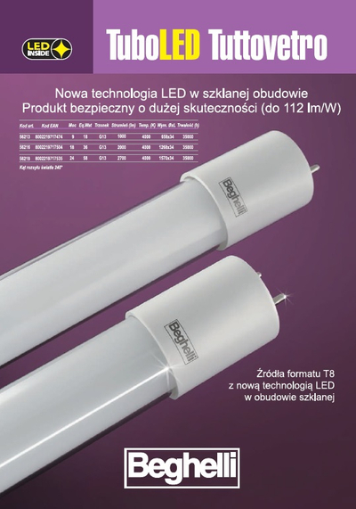 Poç fluoreshent Beghelli TUBO LED TUTTOVETRO 600mm G13 840 (56213)