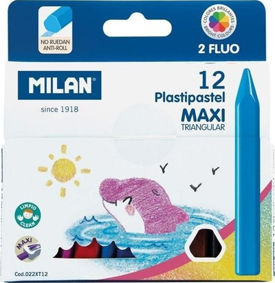 Ngjyra dylli Milan Plastipastel Maxi, set 12 ngjyra, shumengjyrëshe