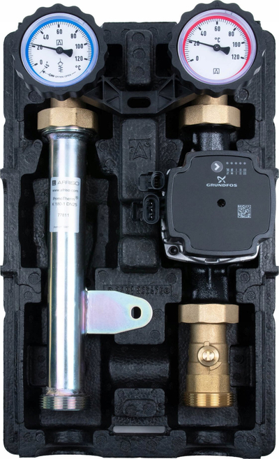 Grup pompë ngrohje Afriso Primotherm K 180-1 Grundfos, pompë elektronike UPM3S AUTO 25-60, izolim termik, gri