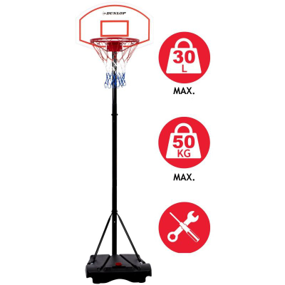Shtyllë basketbolli Dunlop, lartësi 165‑205 cm, bazë me ujë, e zezë