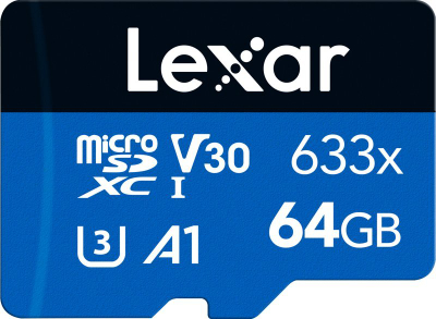 Kartë memorje Lexar 633x microSDXC, 64GB, UHS-I U3 V30, blu