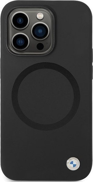 Këllëf telefoni BMW BMHMP14LSILBK2 për iPhone 14 Pro, silikon Liquid me MagSafe, i zi