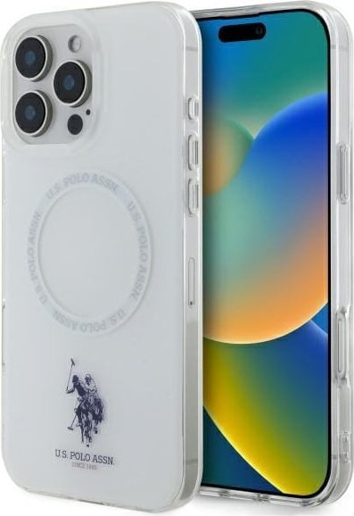 Kllëf telefoni US Polo USHMP16XHOCLDPW, për iPhone 16 Pro Max 6.9", me ring, MagSafe, i bardhë