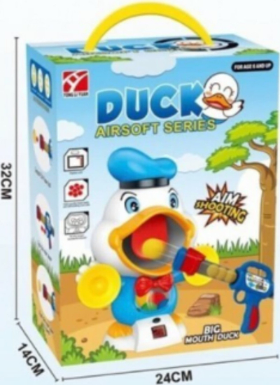 Set lodër qitje me rosë interaktive Shooting Duck, pistoletë me toptha shkumë, numërim elektronik i goditjeve, shumëngjyrësh