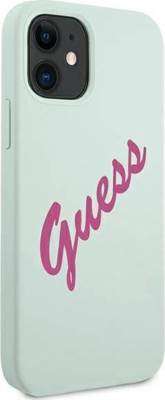 Mbulesë telefoni Guess GUHCP12SLSVSBF për iPhone 12 mini, silikon, blue fuchsia