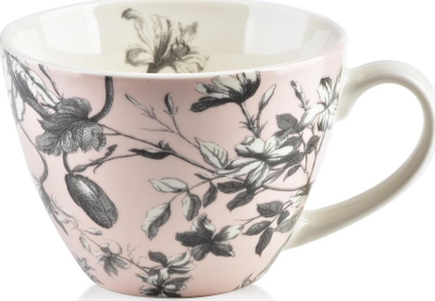Filxhan porcelani Affek Design Romain, 450ml, me dorezë, rozë me motive florale