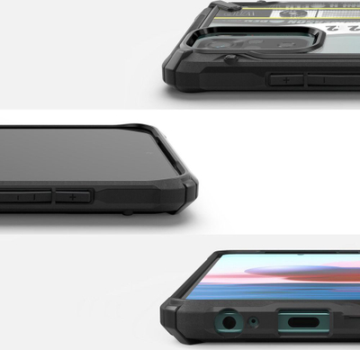 Маска за телефон Ringke Fusion X за Xiaomi Redmi Note 10 10S, пластика TPU PC, отпорна на удари, проѕирна црна