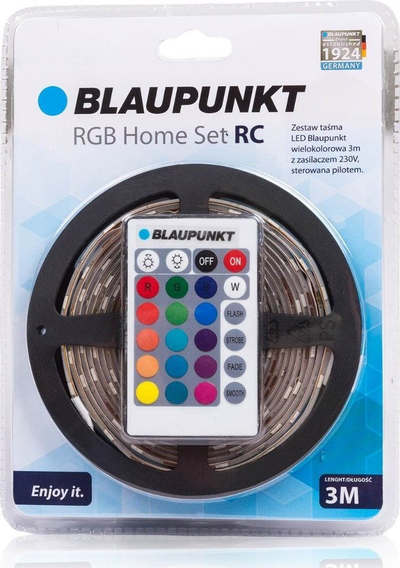 Shirit LED Blaupunkt RGB, 3m, 12V, IP20, me telekomandë