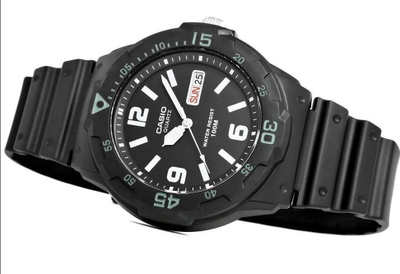 Orë dore Casio Vintage MRW200H-1B2, mban ujin deri në 100m, analoge, e zezë
