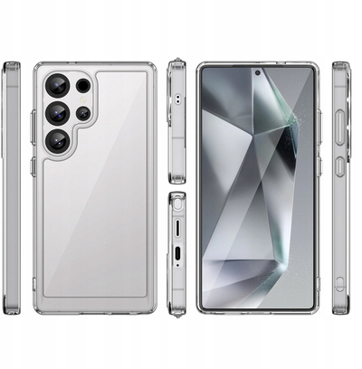 Силиконска маска Outer Space за Samsung Galaxy S25 Ultra, проѕирна, со жолта рамка