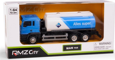 Lodër kamion cisternë RMZ City MAN TGS Aral, shkalla 1:64, blu e bardhë