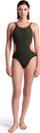 Rrobë banje njëpjesëshe Arena One Double Cross Back, MaxLife Eco, për stërvitje, jeshile e errët me të zezë dhe të kuqe fluo