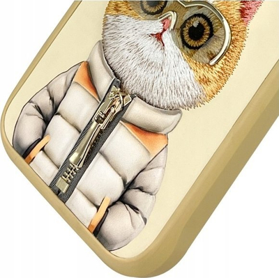 Kapak telefoni Nimmy Cool&amp;Cute 2.0 Cat për iPhone 16 Pro 6.3", TPU PC, mban goditje, ngjyrë khaki