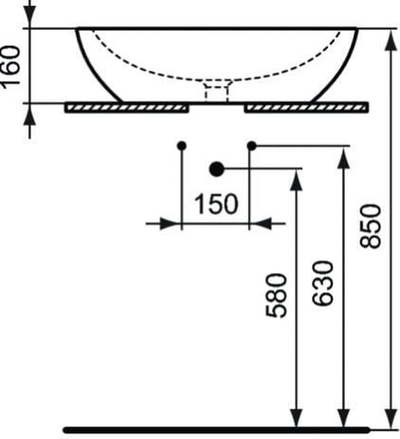 Lavaman Ideal Standard Strada 60cm, montim mbi banak, pa vrimë rubineti, i bardhë