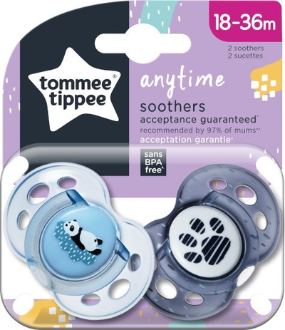 Сет цуцли Baby Dummy Soothers Anytime, 18 36 месеци, сет 2 парчиња, повеќебојни