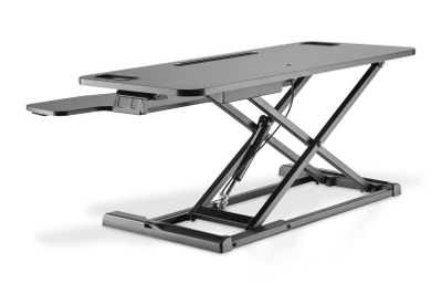 Shtesë tavoline Digitus Ergonomic Workspace Riser, 95x62 cm, lartësi që e çon vetë nga 10 në 50 cm, e zezë