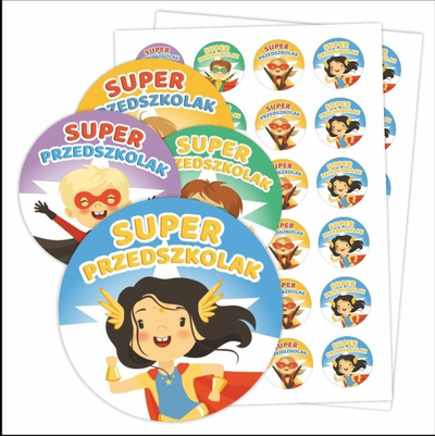 Ngjitëse motivuese LearnHow Super Preschooler, set 48 copë, diametër 40mm, shumëngjyrëshe