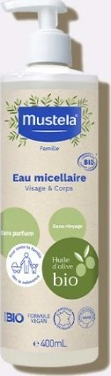 Ujë micelar Mustela Organic, për fytyrë edhe trup, bio, 400 ml