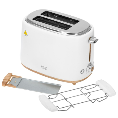 Toster ADLER AD 3225, 2 feta, 800W, funkcioni grill, i bardhë