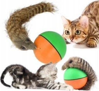 Lodër për mace Bituxx Ferret Cat Toy, top që rrotullohet, si kafshë, me shumë ngjyra