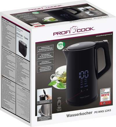 Ibri elektrik ProfiCook PC WKS 1243, 1.7L, me kontroll temperature, i zi