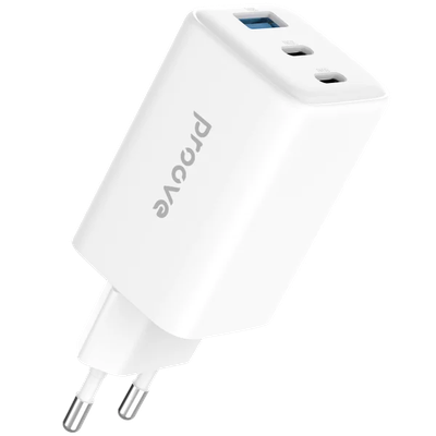 Karikues muri Proove Pocket, 65W, me 2×Type-C dhe USB, i bardhë