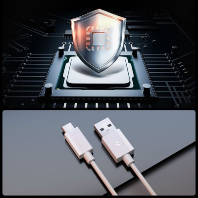 Kabllo USB Spigen Essential EB6020AC, USB në Type C, 2 metra, 60W, e bardhë