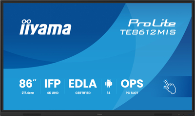 Ekran interaktiv Iiyama TE8612MIS-B4AG, 86", 4K Ultra HD, me prekje, i zi