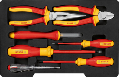 Set veglash profesionale Bosch 1600A02NG3, 7 pjesë, VDE, i kuq
