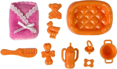 Set lodre LeanToys Doll, kukull mami shtatzënë me bebe, flokë të gjatë, me aksesorë