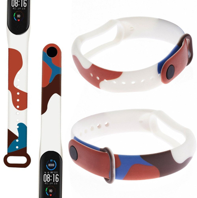 Rrip dore Xiaomi Mi Band 5 6 Moro, silikon, dizajn kamuflazh, shumëngjyrësh